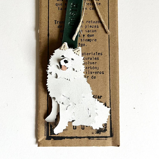 Llavero de samoyedo blanco